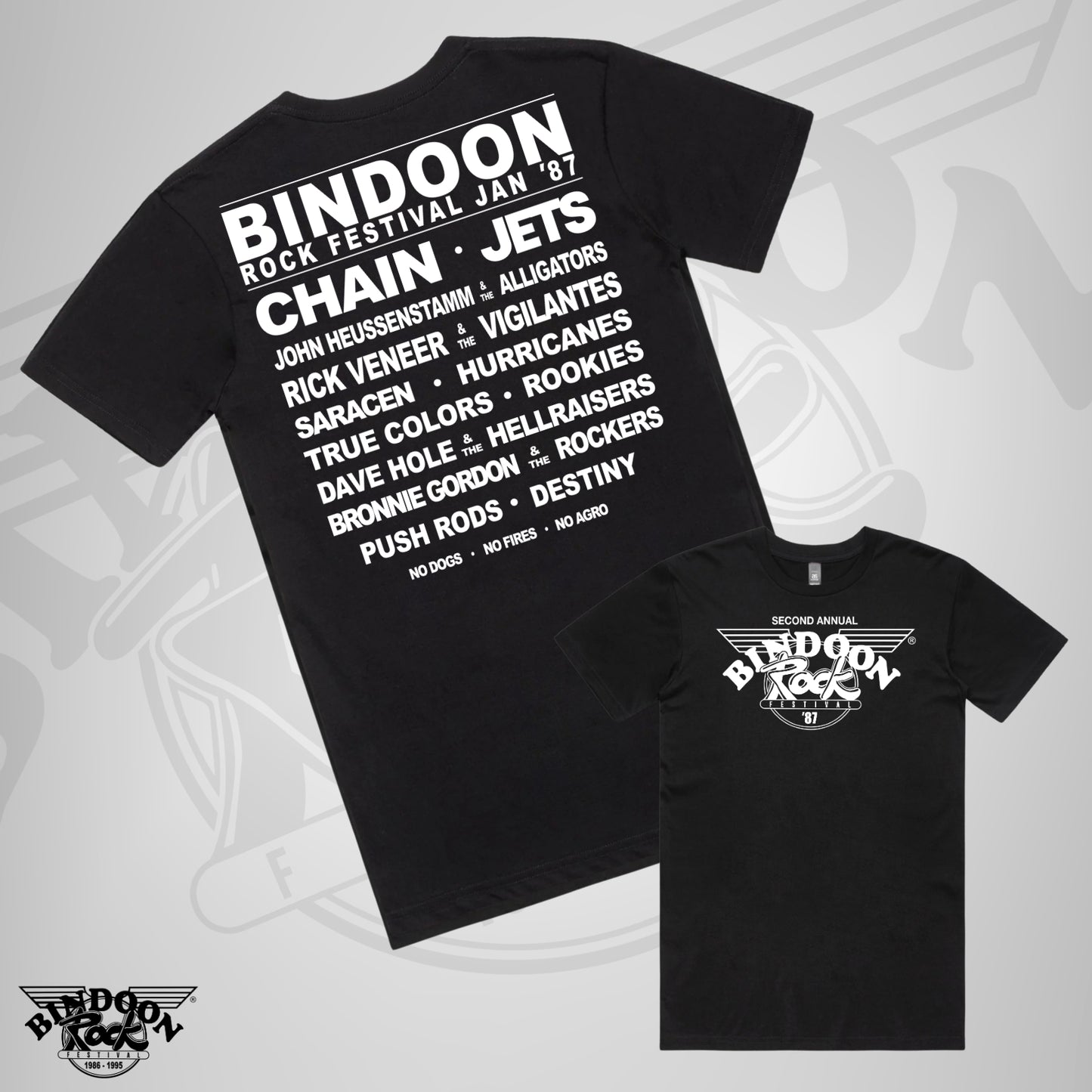 1987 Bindoon Rock "Original" Black T-Shirt - White One Colour Print