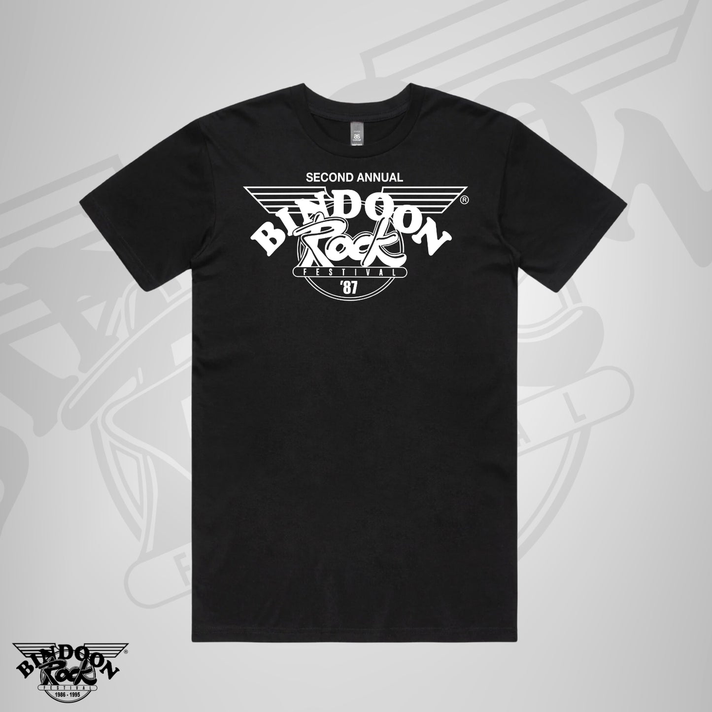 1987 Bindoon Rock "Original" Black T-Shirt - White One Colour Print