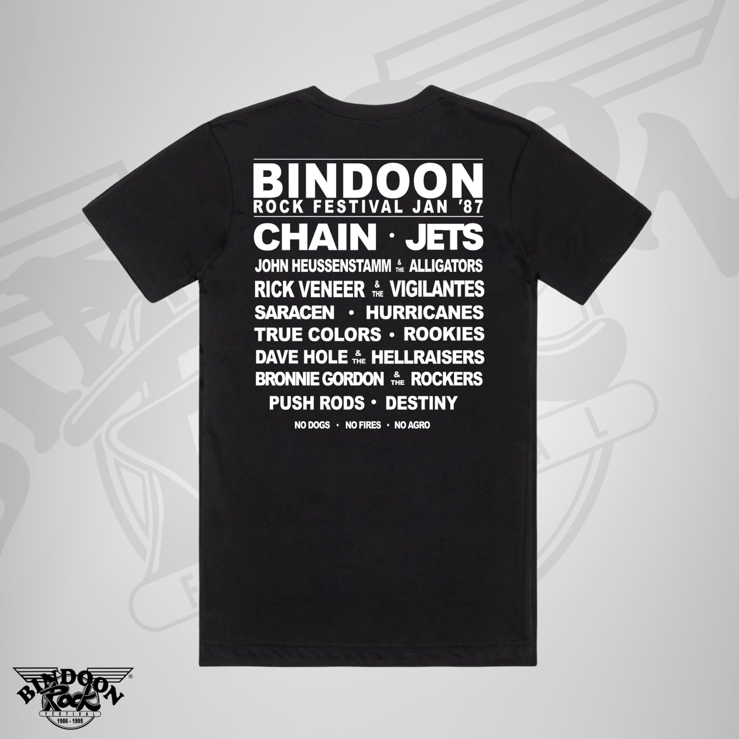 1987 Bindoon Rock "Original" Black T-Shirt - White One Colour Print