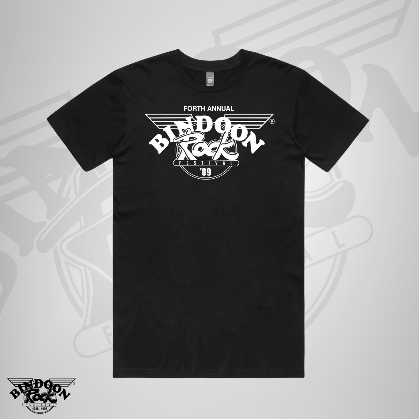 1989 Bindoon Rock "Original" Black T-Shirt - White One Colour Print