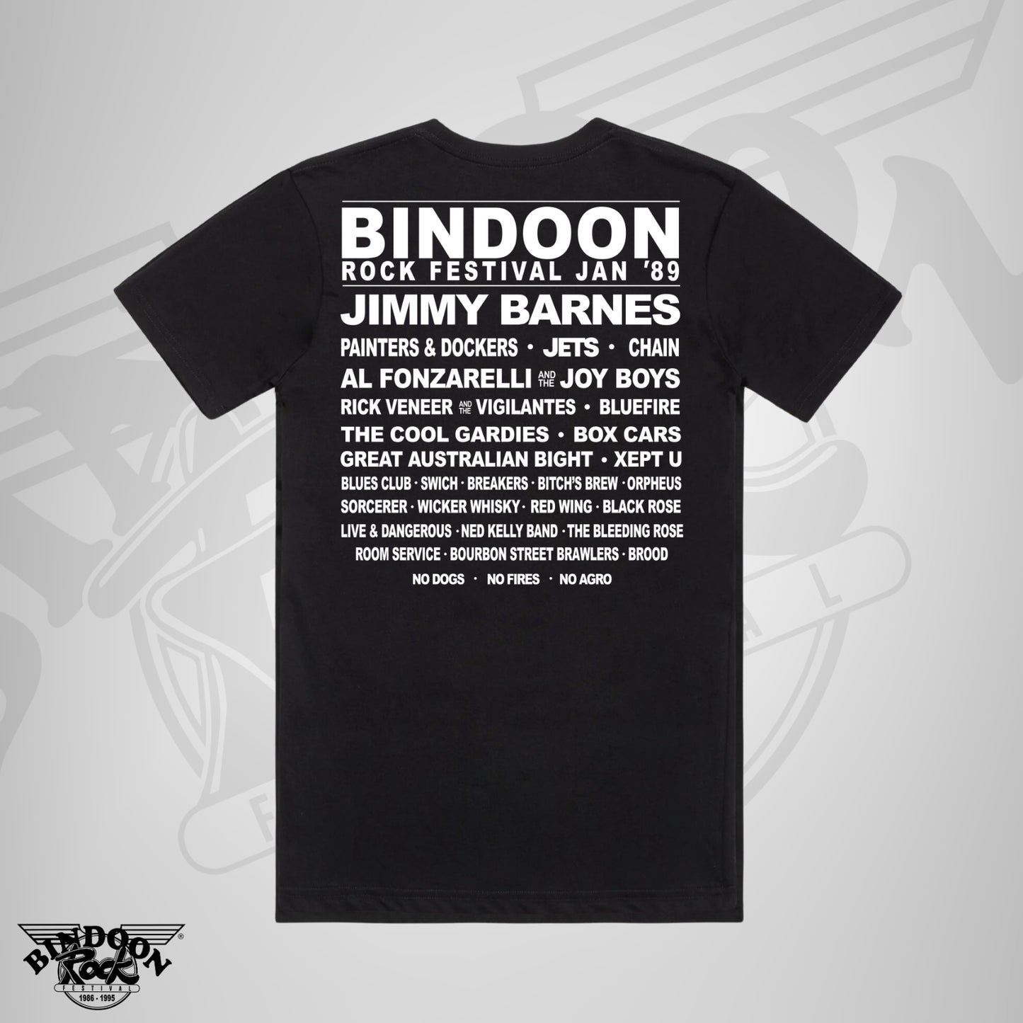 1989 Bindoon Rock "Original" Black T-Shirt - White One Colour Print