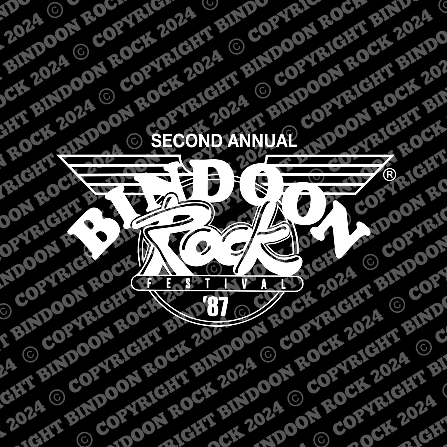 1987 Bindoon Rock "Original" Black T-Shirt - White One Colour Print