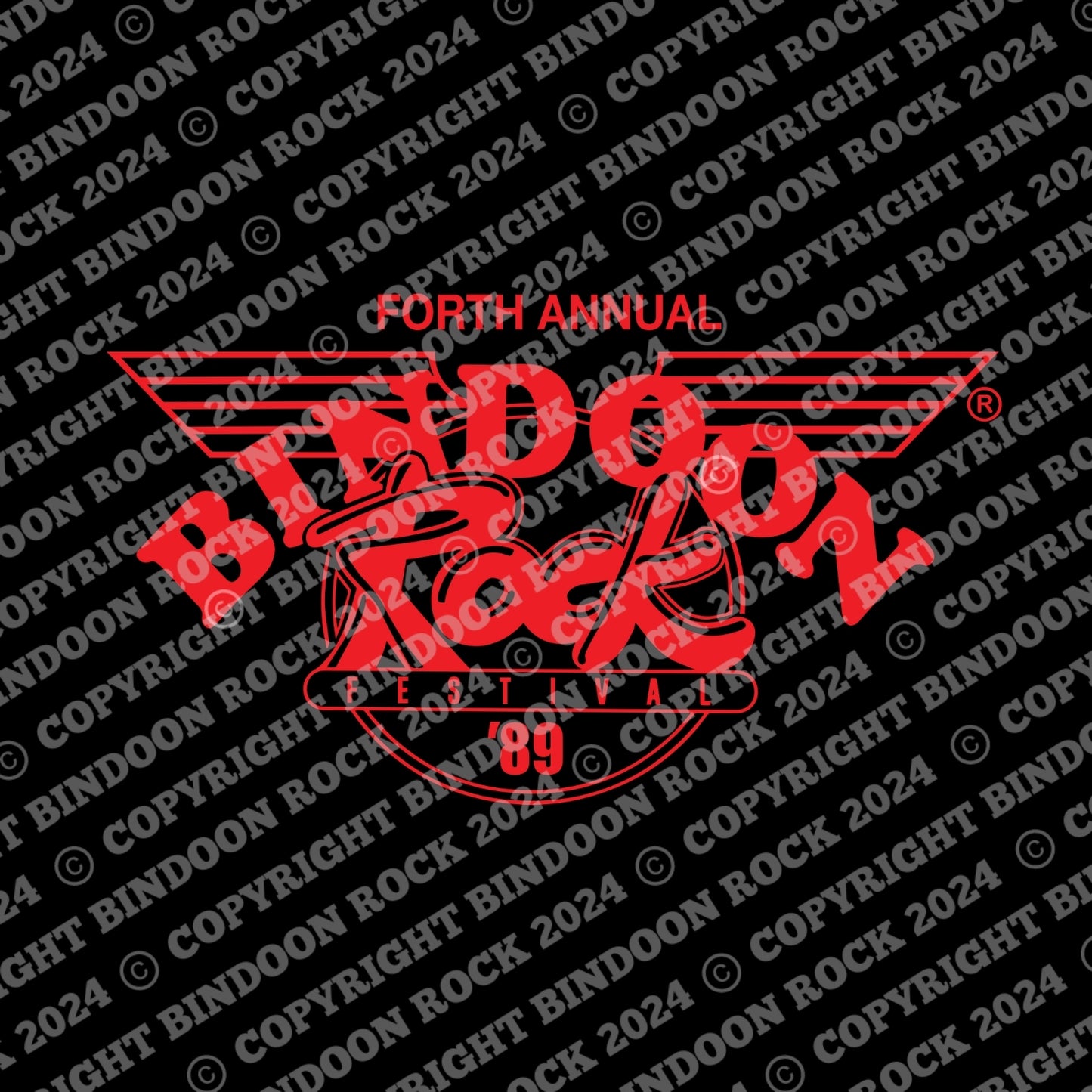 1989 Bindoon Rock "Original" White T-Shirt - Red One Colour Print
