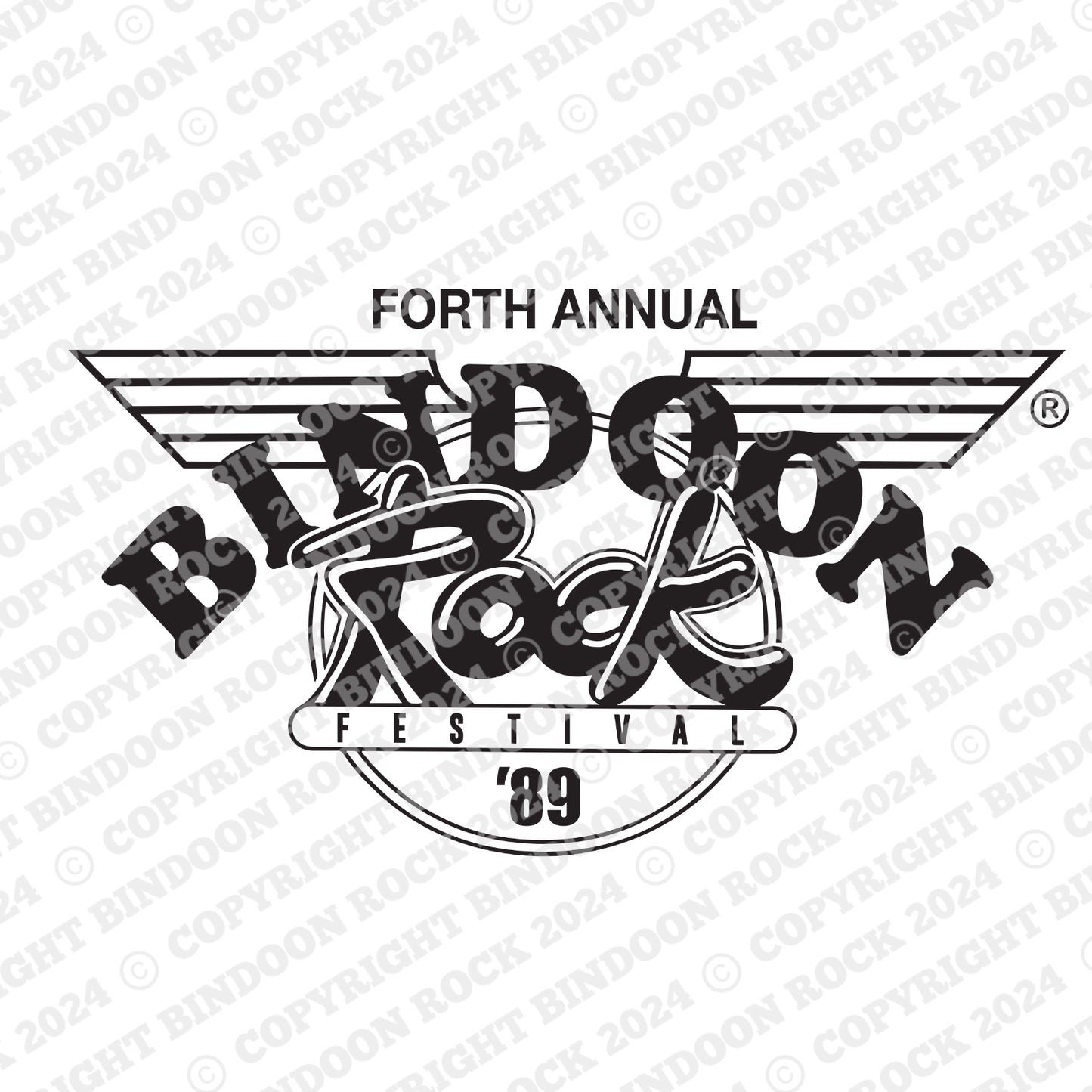 1989 Bindoon Rock "Original" White T-Shirt - Black One Colour Print