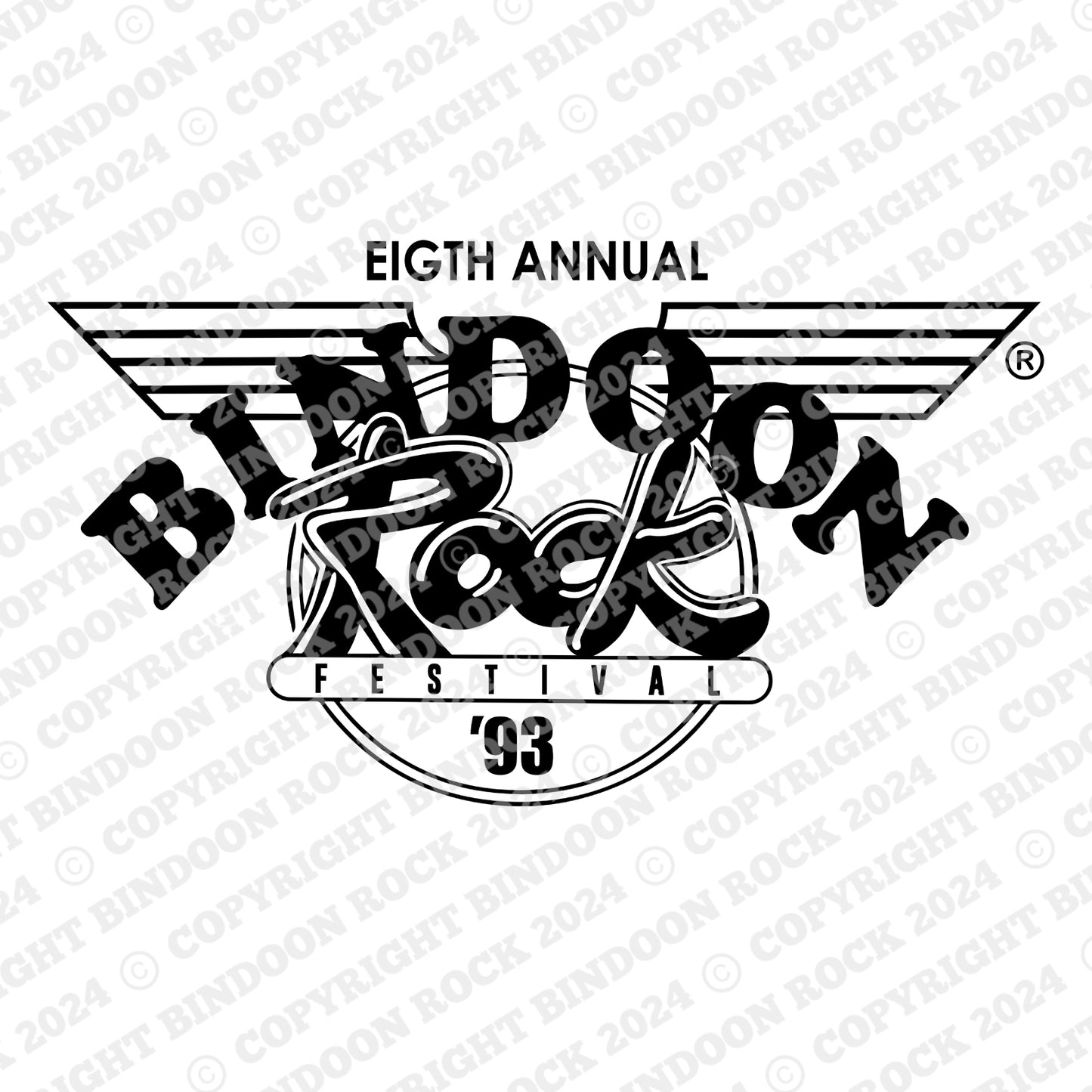 1993 Bindoon Rock "Original" White T-Shirt - Black One Colour Print