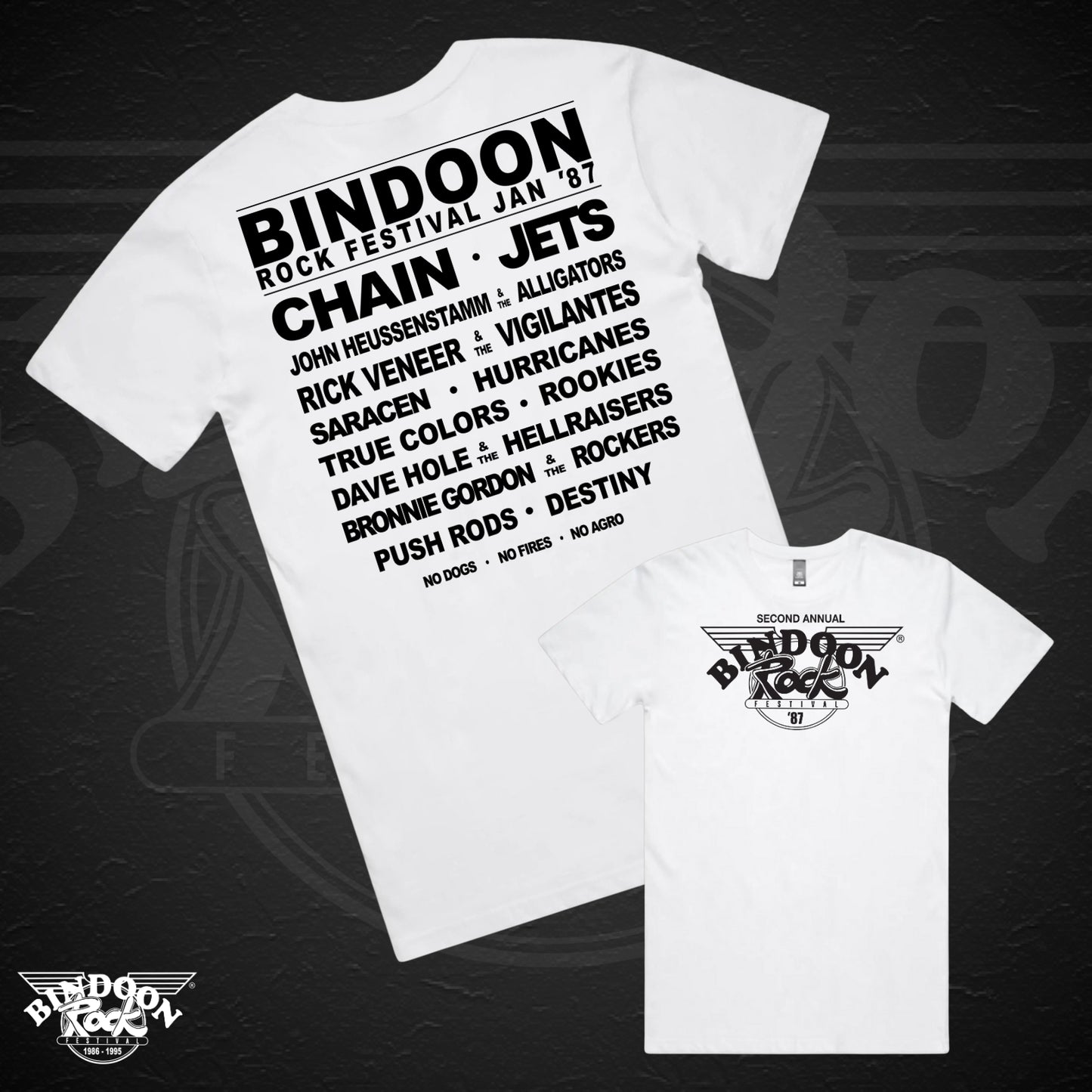 1987 Bindoon Rock "Original" White T-Shirt - Black One Colour Print