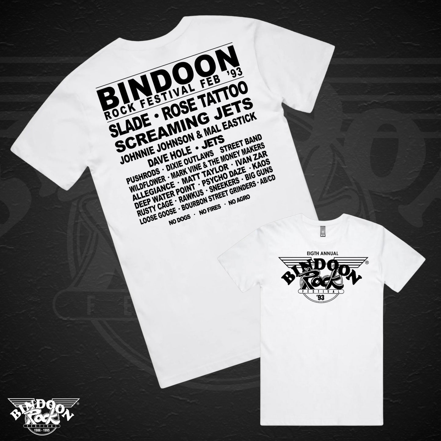 1993 Bindoon Rock "Original" White T-Shirt - Black One Colour Print