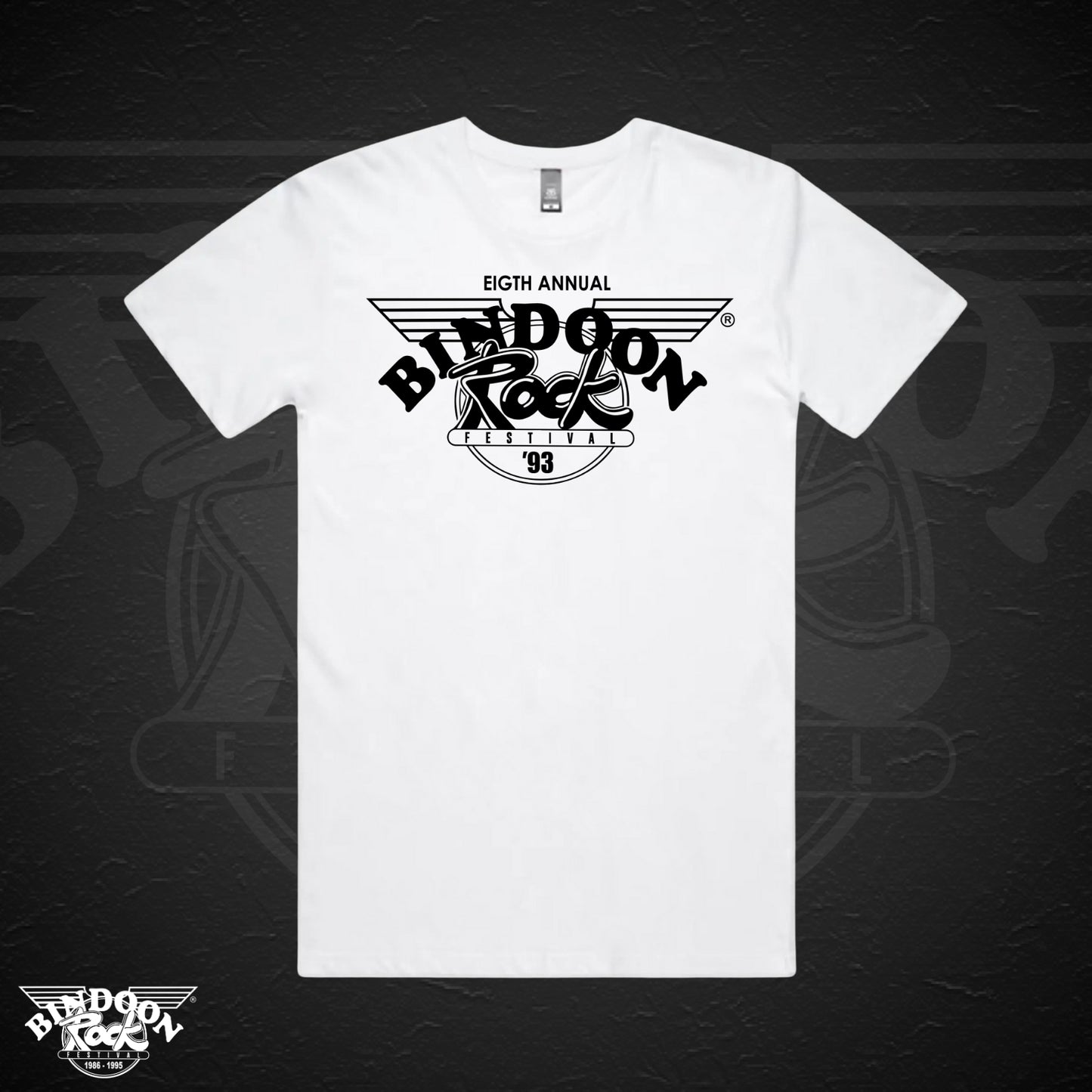 1993 Bindoon Rock "Original" White T-Shirt - Black One Colour Print