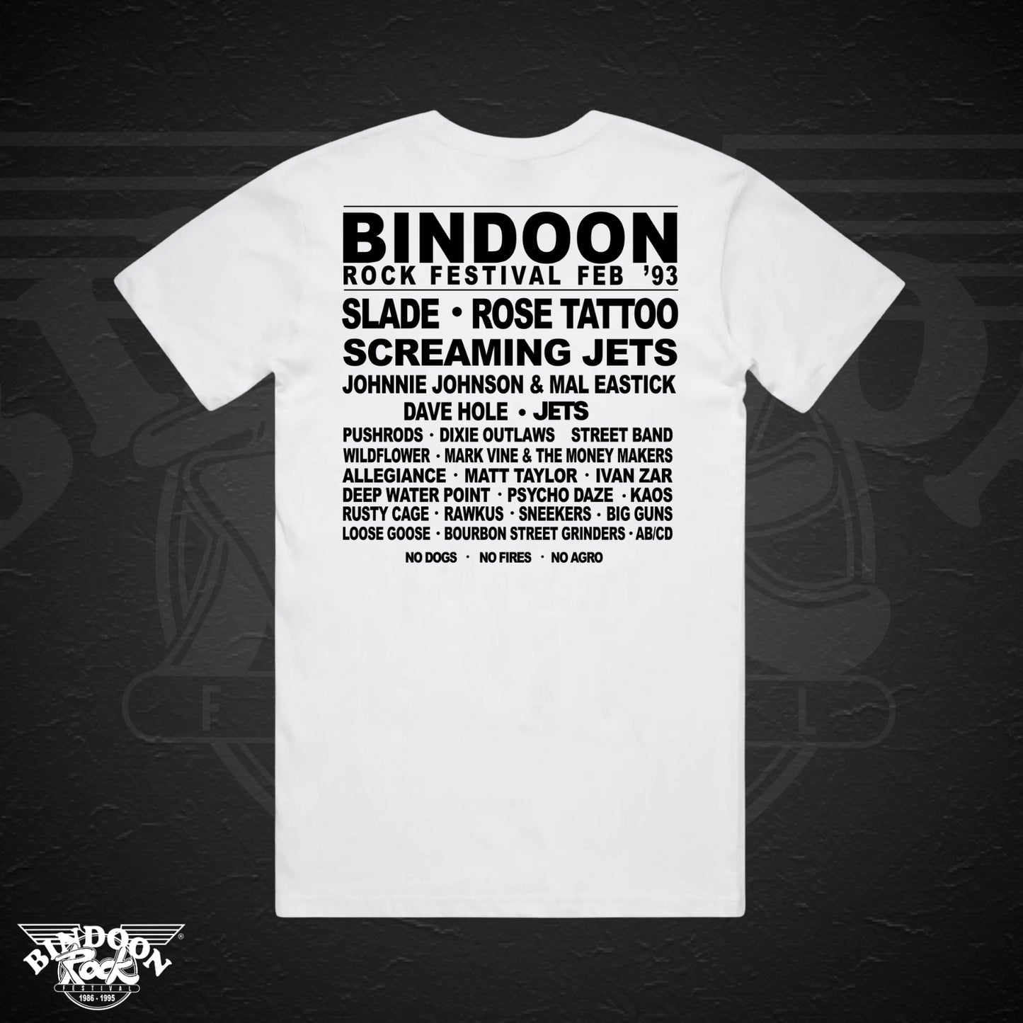1993 Bindoon Rock "Original" White T-Shirt - Black One Colour Print