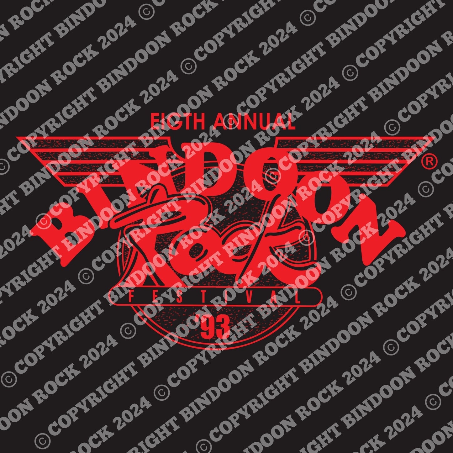 1993 Bindoon Rock "Vintage" Black T-Shirt - Red One Colour Print