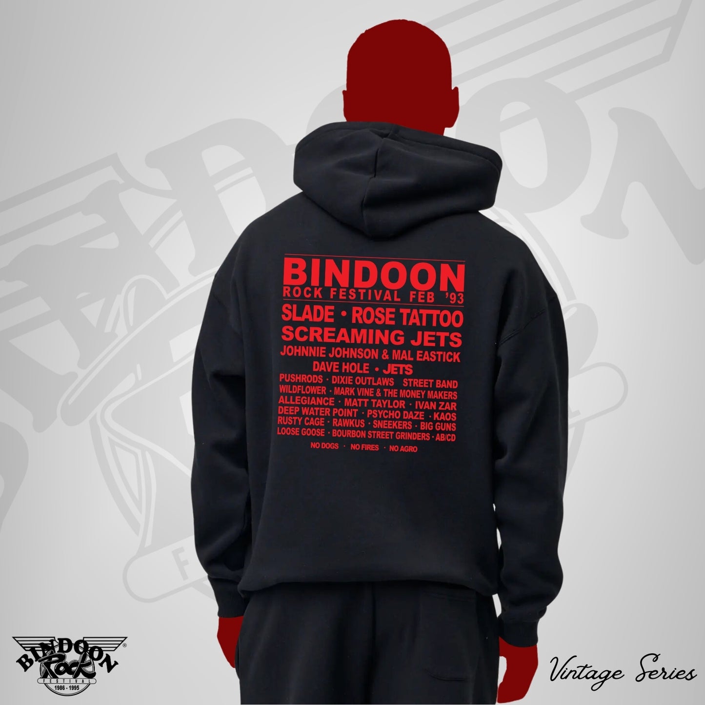 1993 Hoodie "Vintage" Red One Colour Print