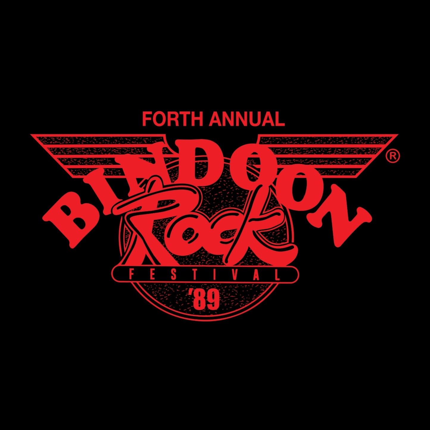 1989 Bindoon Rock "Vintage" Black T-Shirt - Red One Colour Print