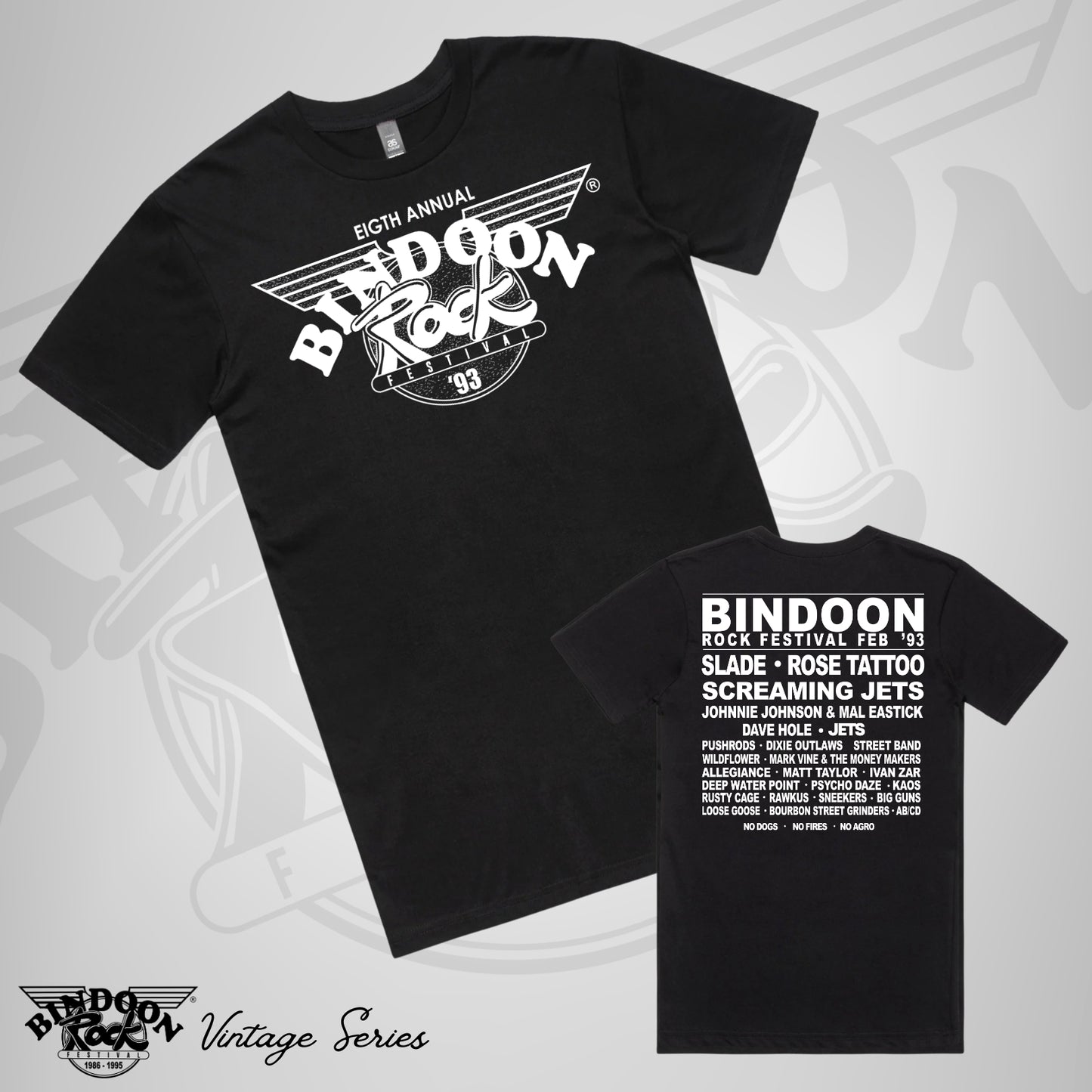 1993 Bindoon Rock "Vintage" Black T-Shirt - White One Colour Print