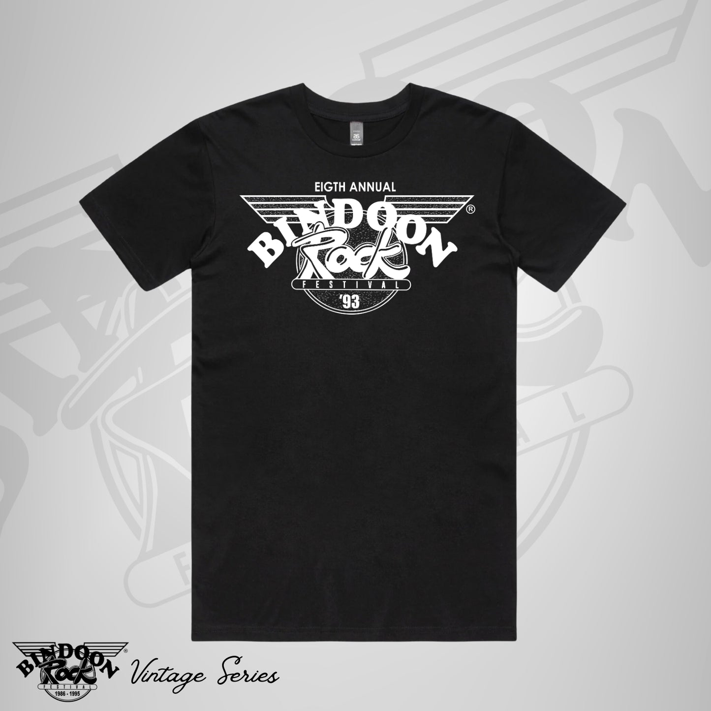 1993 Bindoon Rock "Vintage" Black T-Shirt - White One Colour Print