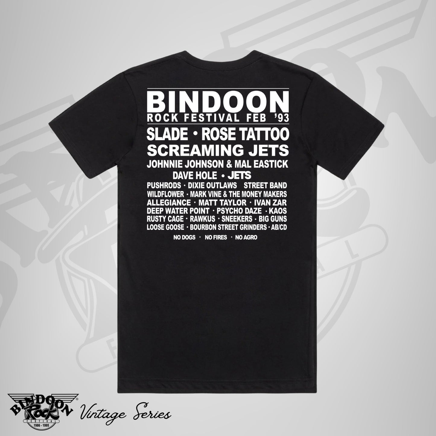 1993 Bindoon Rock "Vintage" Black T-Shirt - White One Colour Print