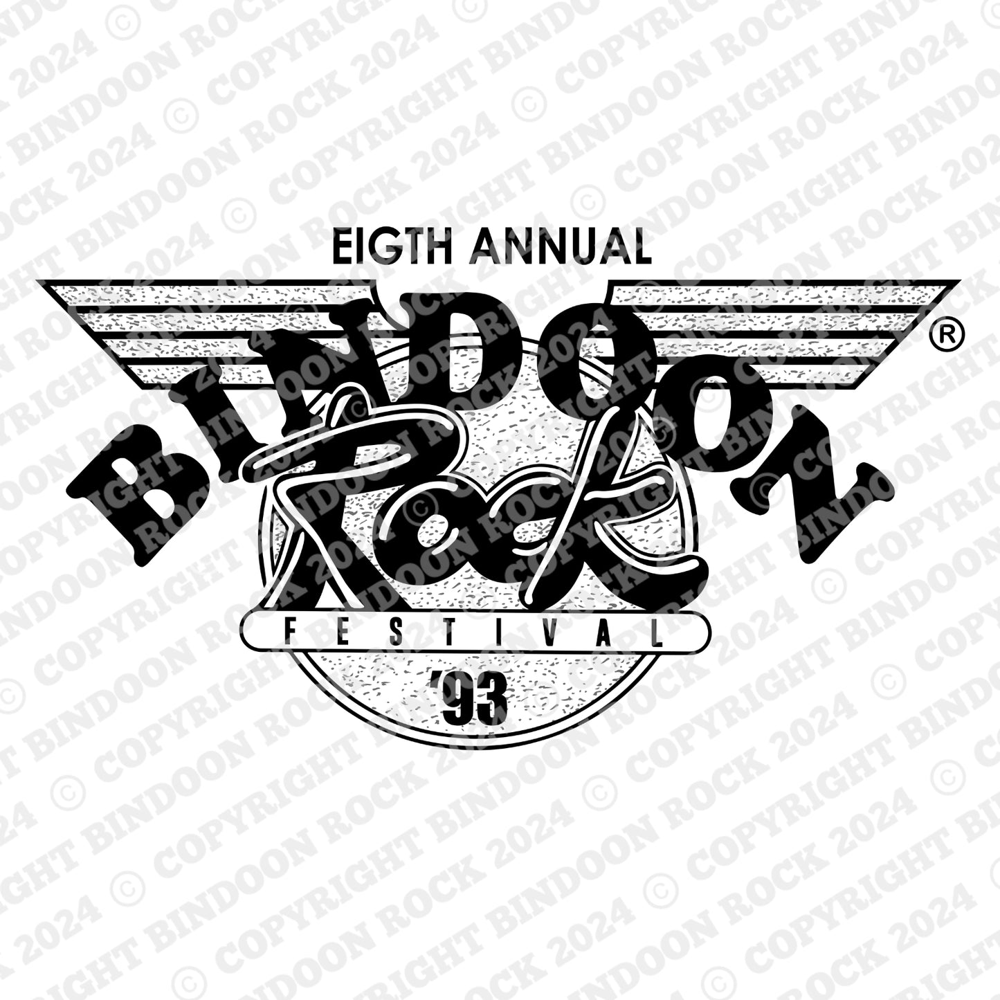 1993 Bindoon Rock "Vintage" White T-Shirt - Black One Colour Print