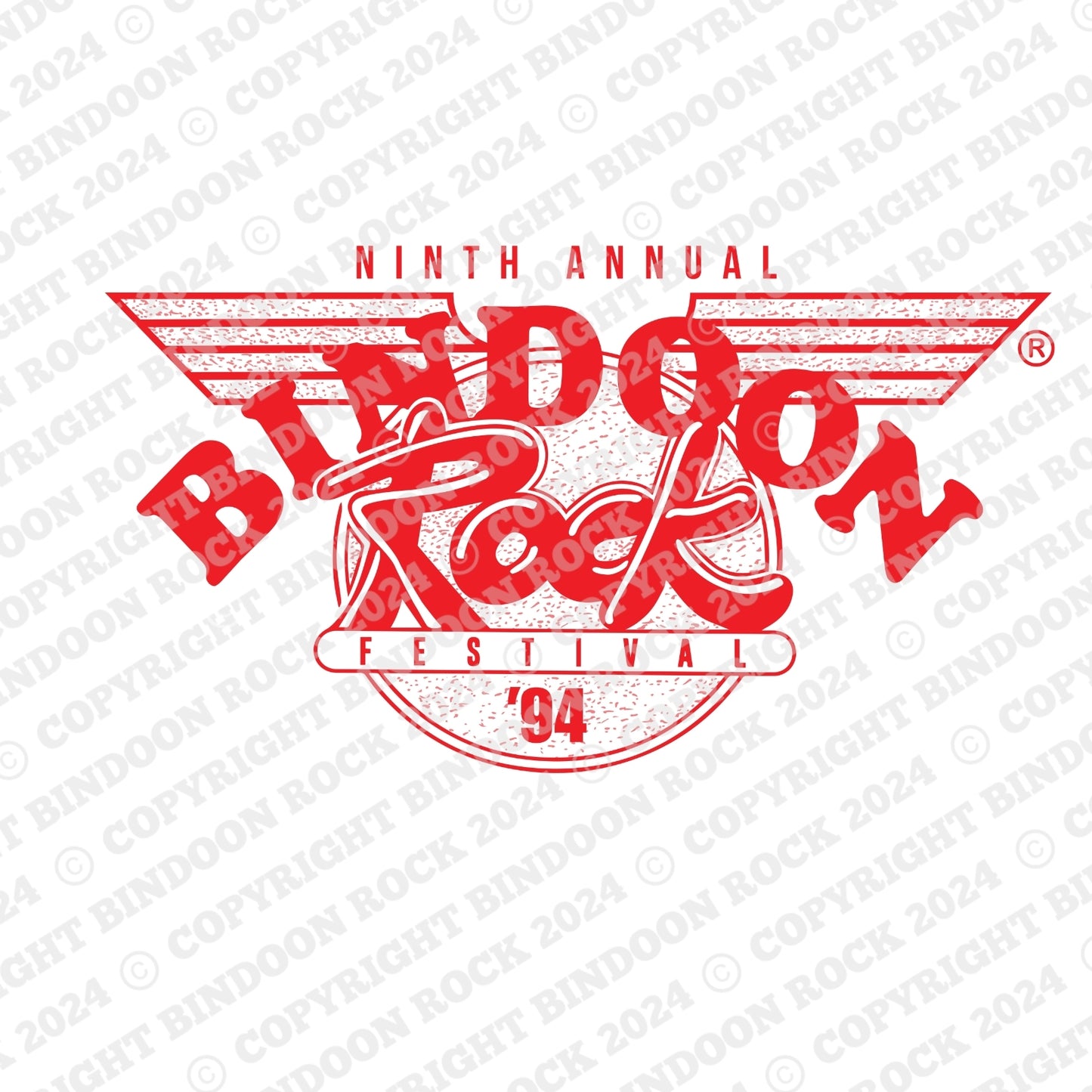 1994 Bindoon Rock "Vintage" White T-Shirt - Red One Colour Print