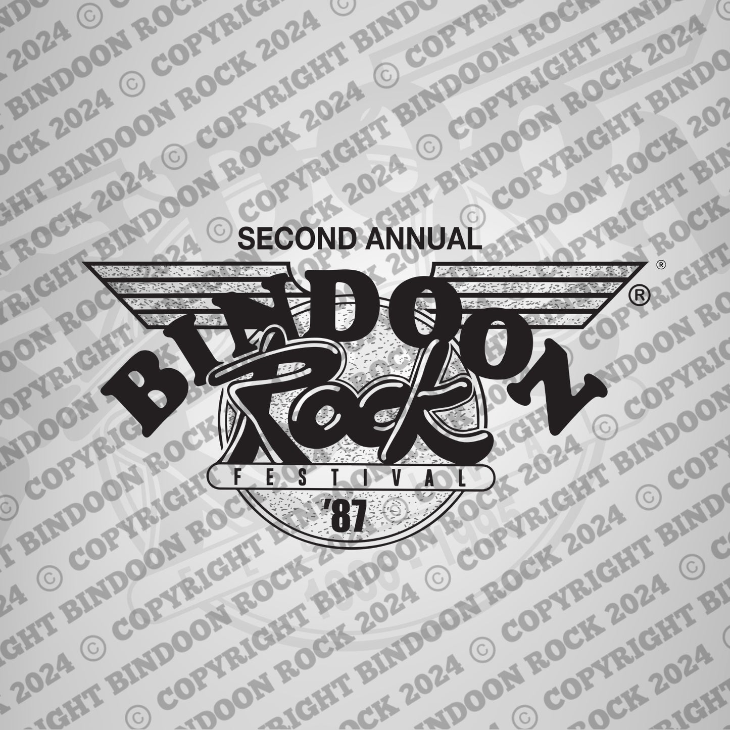 1987 Bindoon Rock "Vintage" White T-Shirt - Black One Colour Print
