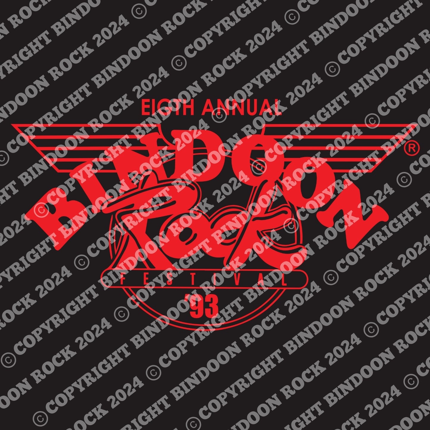 1993 Bindoon Rock "Original" Black T-Shirt - Red One Colour Print