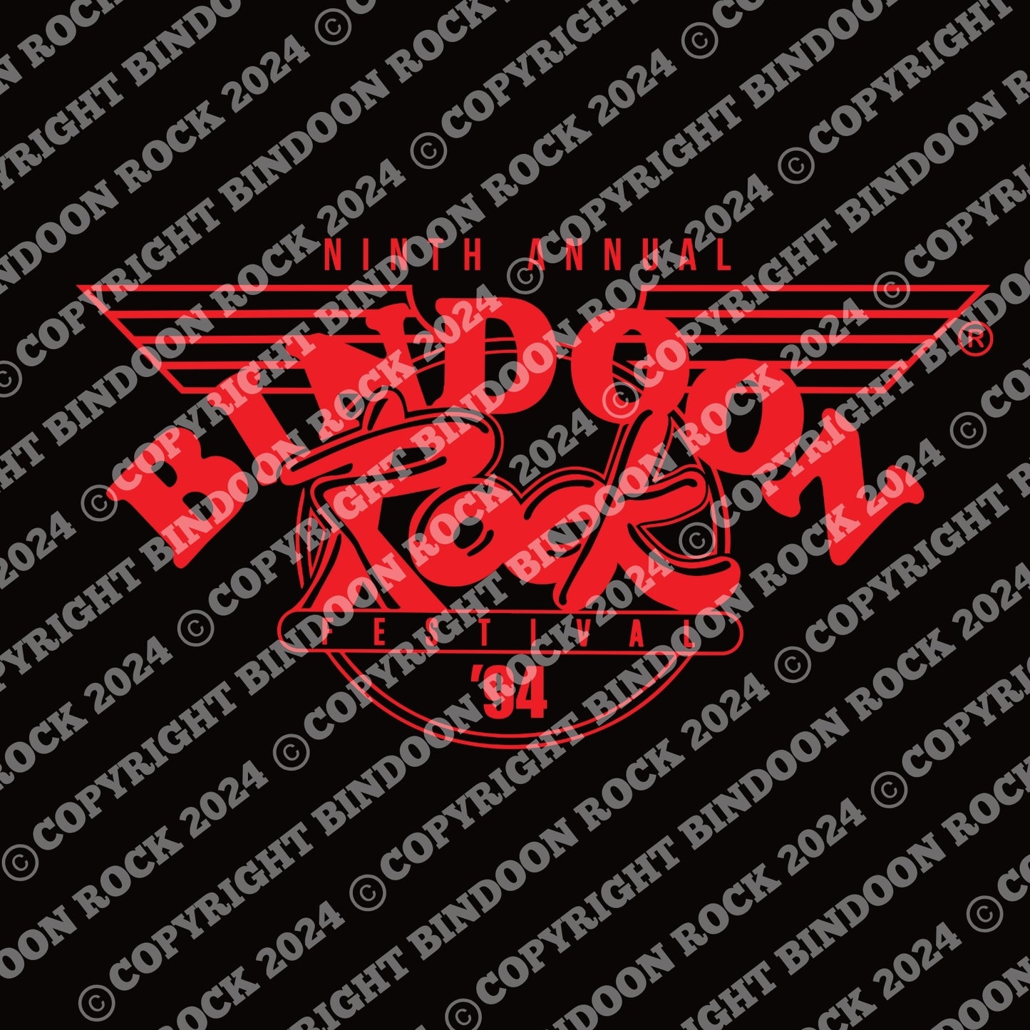 1994 Bindoon Rock "Original" Black T-Shirt - Red One Colour Print