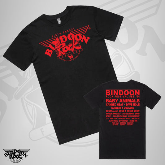 1994 Bindoon Rock "Original" Black T-Shirt - Red One Colour Print