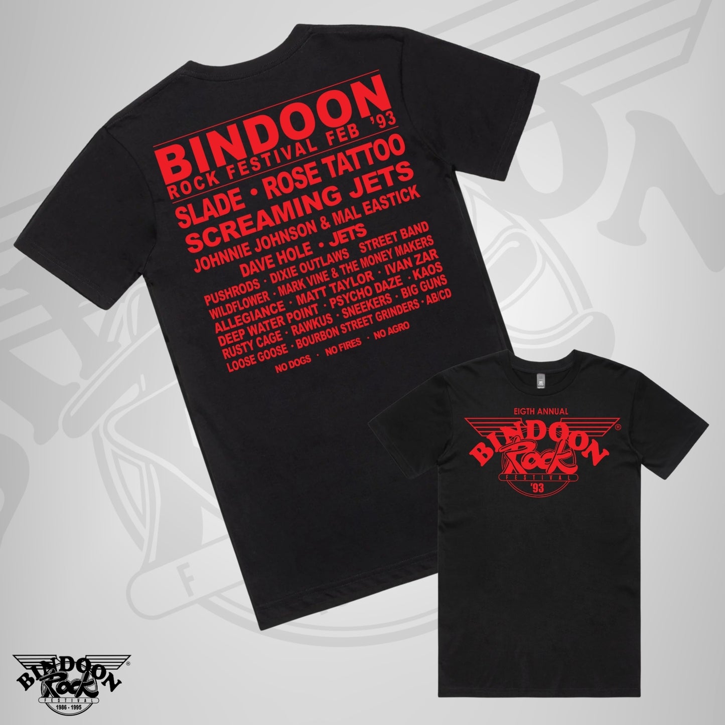 1993 Bindoon Rock "Original" Black T-Shirt - Red One Colour Print