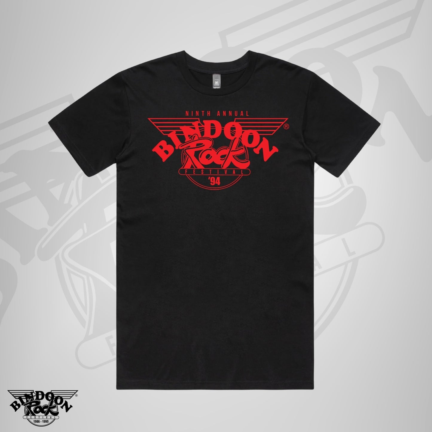 1994 Bindoon Rock "Original" Black T-Shirt - Red One Colour Print