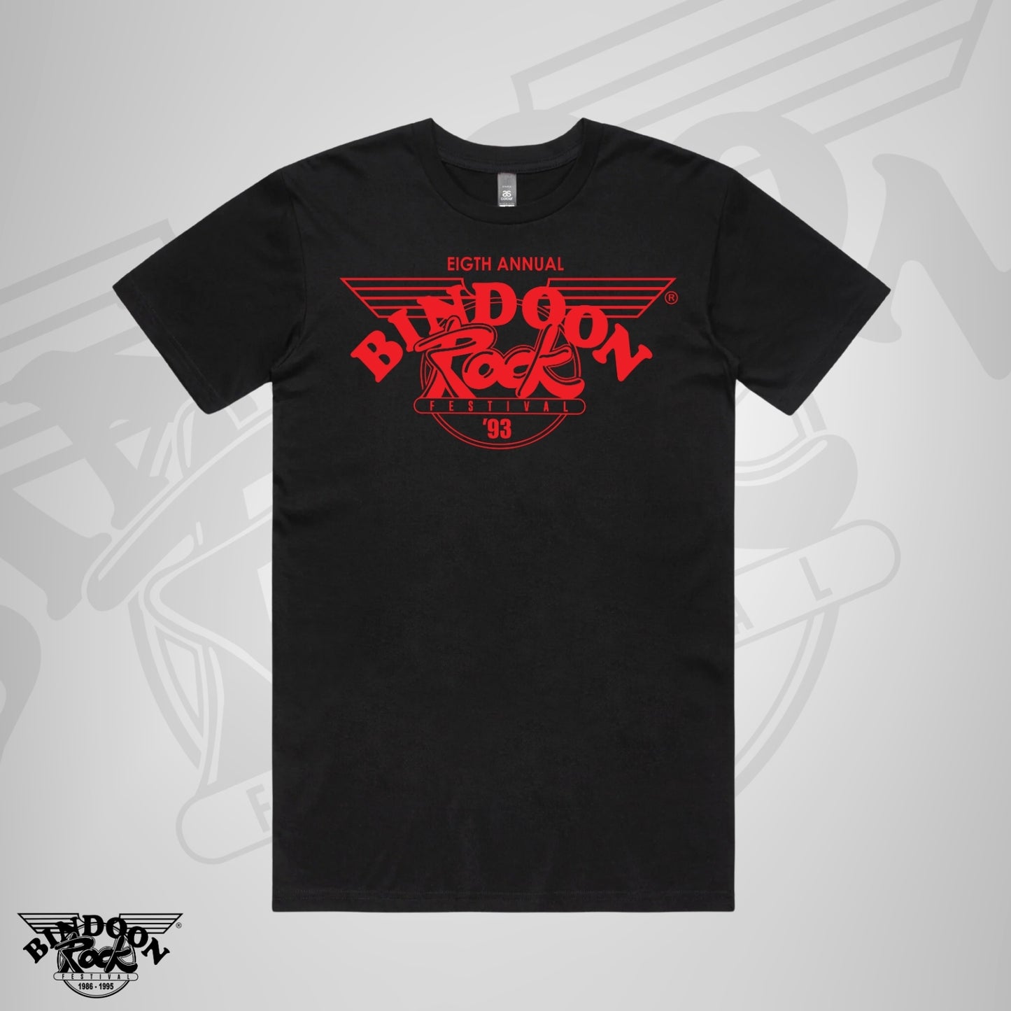 1993 Bindoon Rock "Original" Black T-Shirt - Red One Colour Print