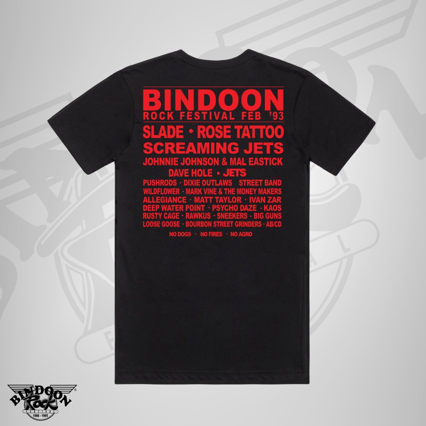 1993 Bindoon Rock "Original" Black T-Shirt - Red One Colour Print