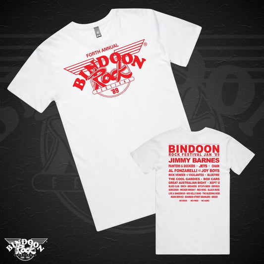 1989 Bindoon Rock "Original" White T-Shirt - Red One Colour Print