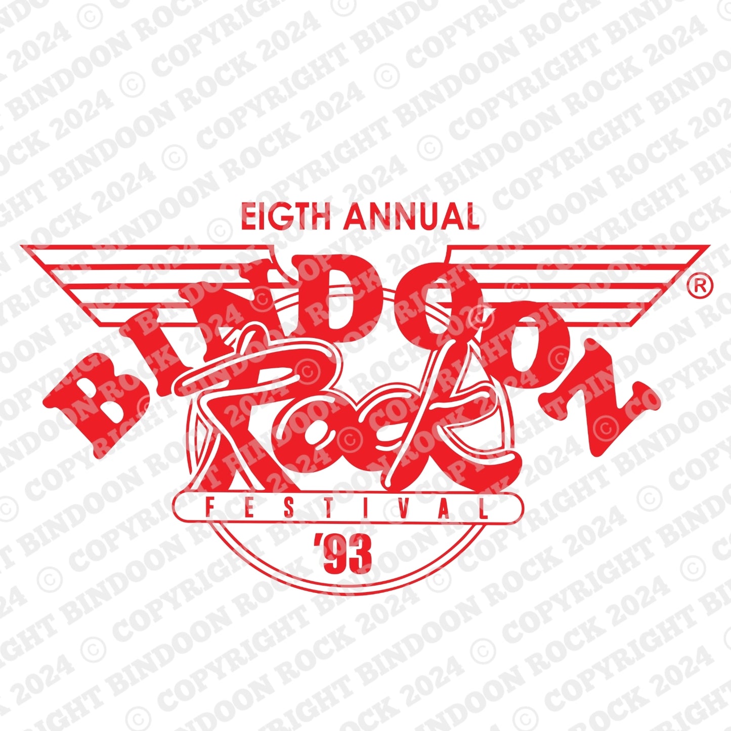 1993 Bindoon Rock "Original" White T-Shirt - Red One Colour Print