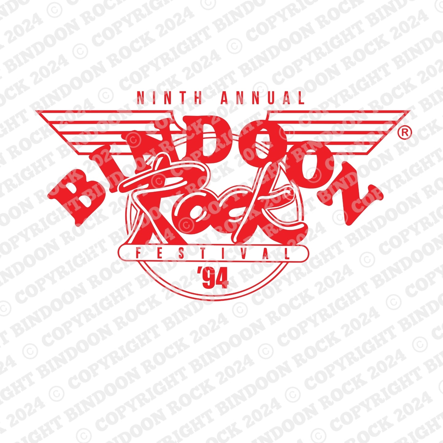 1994 Bindoon Rock "Original" White T-Shirt - Red One Colour Print