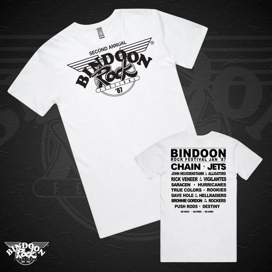 1987 Bindoon Rock "Original" White T-Shirt - Black One Colour Print