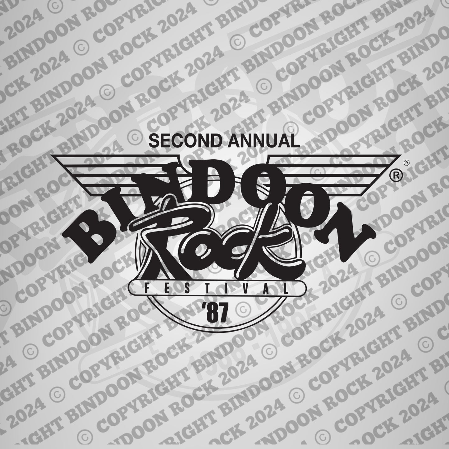 1987 Bindoon Rock "Original" White T-Shirt - Black One Colour Print