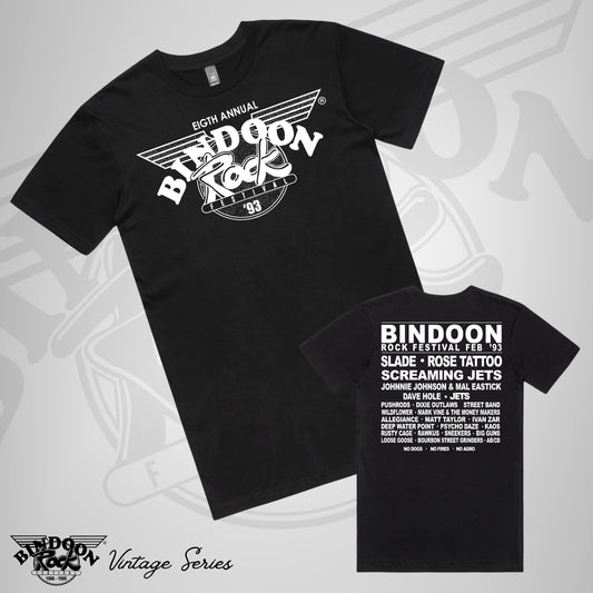 1993 Bindoon Rock "Vintage" Black T-Shirt - White One Colour Print