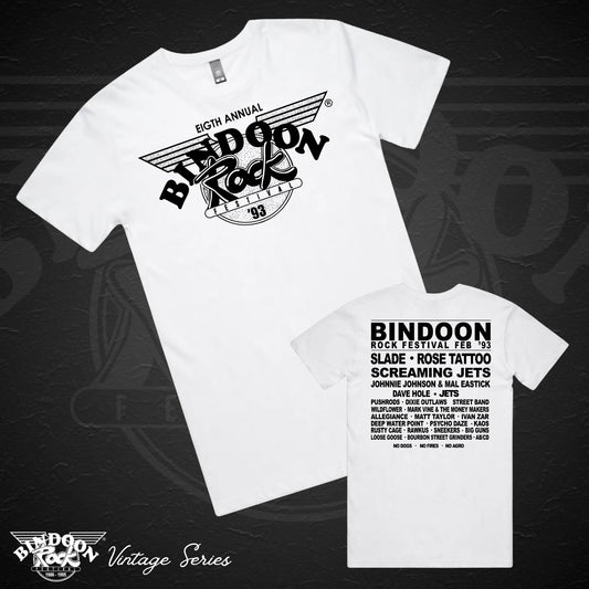 1993 Bindoon Rock "Vintage" White T-Shirt - Black One Colour Print